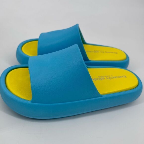 Beach Slides By J Slides Turquoise and Yellow Size 8 New in box - Picture 6 of 6